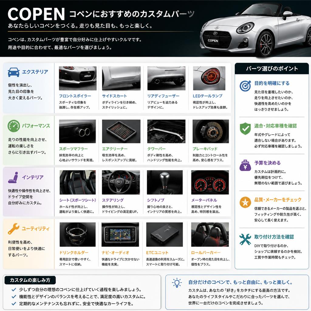 カスタムパーツの種類と選び方